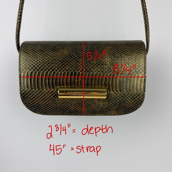 Vintage Faux Snakeskin Crossbody Purse – Gold Hardware, Magnetic Snap Closure - Picture 10 of 10